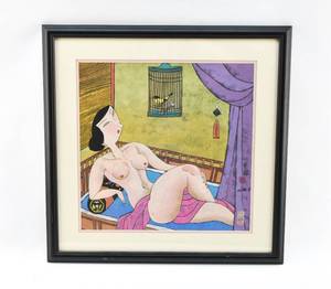 lot 269 image: Nude Woman with Bird Painting