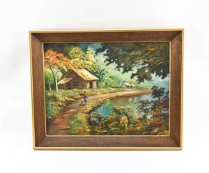 lot 275 image: Painting on Board of a Village