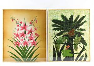 lot 281 image: 2 Batik Prints of Flowers & Birds