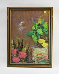 lot 229 image: Abstract Still Life of Pink & Green Plants
