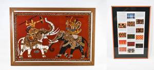 lot 414 image: South Asian Batik of Elephant Battle and Indonesia Textile Poster