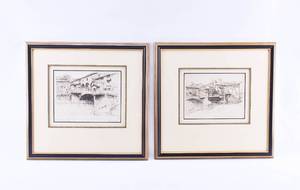 lot 61 image: 2 Engravings of Ponte Vecchio
