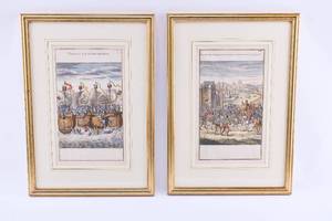 lot 63 image: 2 Prints of Medieval Battle Scenes, French School