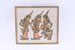 lot 108 image: Thai Temple Rubbing of 3 Figures Dancing