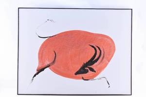lot 112 image: Painting of a Red Bull