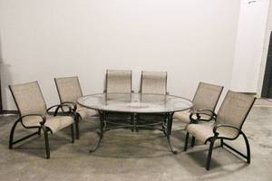 lot 156 image: Brown Jordan Patio Table with 6 Tropitone Chairs