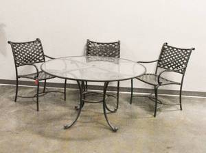 lot 160 image: Brown Jordan Patio Table and 3 Chairs