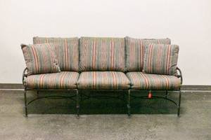 lot 162 image: Green Striped Patio Sofa