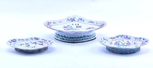 lot 211 image: 3 Antique Chinese Export Diamond Shape Dishes