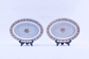 lot 210 image: Pair of Antique Chinese Export Oval Plates