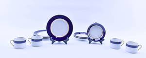 lot 206 image: Fitz and Floyd Cobalt Renaissance Cup & Saucer Set