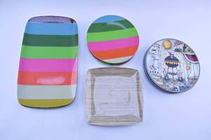 lot 268 image: Group of Jackie Shapiro Precidio 17 Colorful Plastic Dining & Serving Plates