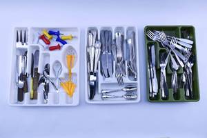 lot 272 image: Assorted Lot of Kitchen Tray w Silverware and Utensils