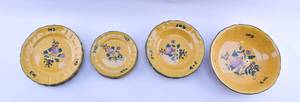 lot 273 image: 13 pc. Cantagalli Firenze Italian Dinnerware, Yellow w Florals