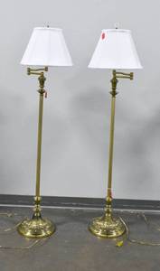 lot 283 image: Pair of Brass Swing Arm Floor Lamps