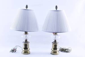 lot 293 image: Pair of Brass and Glass Table Lamps