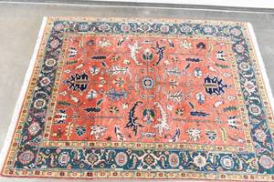 lot 201 image: Large 20th c. Indian Green & Orange Area Rug