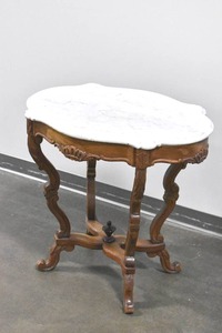 lot 28 image: Marble Top Victorian Tea Table
