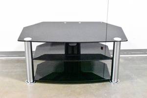 lot 37 image: Black Glass TV StandEntertainment Center