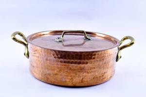 lot 69 image: French Hammered Copper Rondeau Pan w Lid