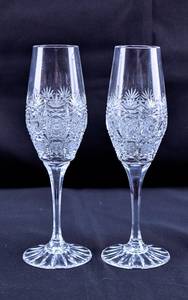 lot 227 image: Pair of Cut Crystal Champagne Glasses