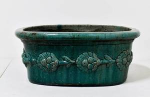 lot 175 image: Gorgeous Rounded Rectangular Outdoor Planter in Green