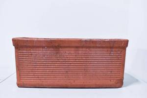 lot 178 image: Outdoor Rectangular Terracotta Planter w Ribbed Texture