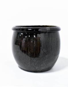 lot 181 image: Large Outdoor Clay Pot in High Gloss Brown Finish