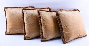 lot 358 image: 4 Orange Damask Throw Pillows