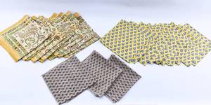 lot 366 image: Yellow Paisley and Floral Cloth Napkin Set, Some French
