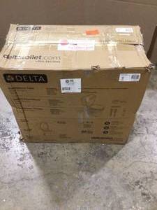 lot 18 image: Delta Foundations 2-piece 1.28 GPF Single Flush Elongated Toilet in White  Customer Returns See Pictures