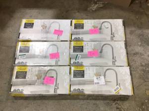 lot 20 image: Lot of American Standard Fairbury 2S Single-Handle Pull-Down Sprayer Kitchen Faucet in Stainless Steel Customer Returns See Pictures