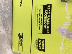 lot 21 image: RYOBI ONE 18V 13 in. Cordless Battery Walk Behind Push Lawn Mower (Tool Only) Customer Returns See Pictures