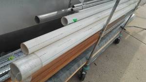 White poly waste pipe 4 in, 3in, 2in.