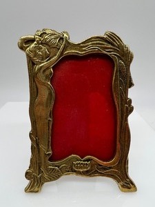 lot 6 image: Vintage Art Nouveau Italian Pair of Brass Picture Frames with Female Nudes