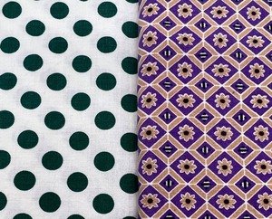 lot 62 image: Vintage Flour Sacks - Green Polka Dot and Purple