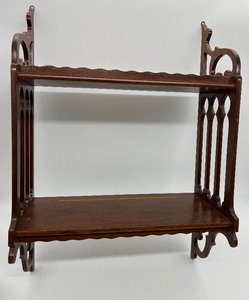 lot 74 image: Vintage Mahogany Hanging Wood Shelf Etagere