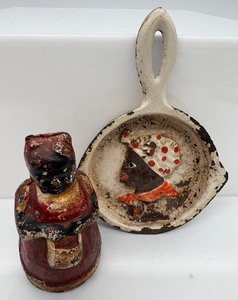 lot 132 image: Vintage Cast Iron Black Americana Figurine and Miniature Pan