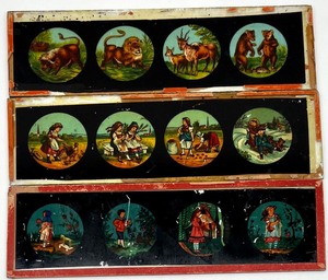 lot 58 image: 12 Antique Magic Lantern Glass Slides