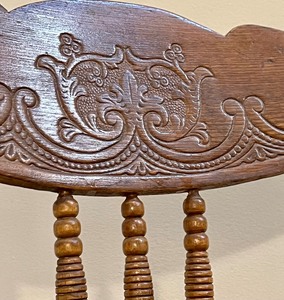 lot 120 image: Vintage Pressed Back Wooden Rocking Chair
