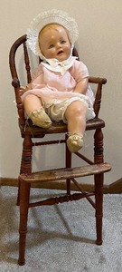 lot 194 image: Vintage Doll High Chair and Vintage Hug Me Baby Doll