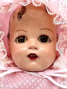 lot 234 image: Vintage Circa 1930s 1940s IDEAL BABY BEAUTIFUL Miracle on 34th St Composition Doll with Highchair