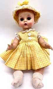 lot 247 image: Vintage Ideal FLIRTY EYES Dolls in Yellow, Pink & Blue