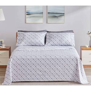 lot 8 image: Charisma Queen Size Gray Leaves 6 Pieces Sheet Set