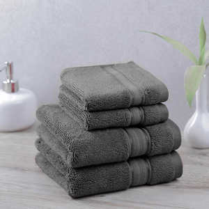 lot 52 image: Purely Indulgent 4-piece Egyptian Cotton Hand Towel and Washcloth Set - Dark Grey