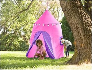 lot 119 image: HearthSong 6-Foot Lighted Hideaway Canopy and Backyard Play Space Pink