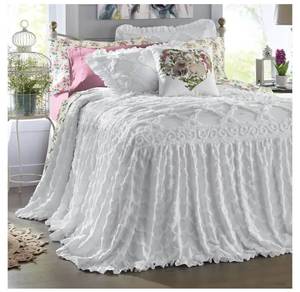 lot 187 image: Angelica Ruffle Chenille Bedspread - White - Queen