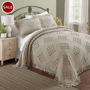 lot 33 image: Harper Chenille Bedspread - Queen - Taupe