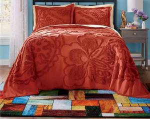 lot 263 image: Rhapsody Chenille Bedspread - Poppy Red - King