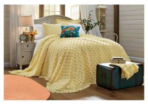 lot 264 image: Chenille Dot Bedspread - Yellow - King